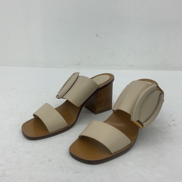 Banana Republic D'Orsay Womens Mule Heels Open Toe Cream Leather Size 8 Preowned - Picture 2 of 7